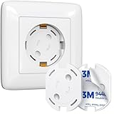 Peakally Steckdosen Kindersicherung 25 Stück, Verbesserte Dünne Kindersicherung Steckdose mit Drehmechanik, Selbstklebende Steckdosenschutz für Baby Kleinkinder - Weiß