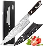 LAIJUHM Kochmesser Küchenmesser 20cm Klinge, Extra scharfes Chefmesser Allzweckmesser mit ergonomischen Pekkawood Griff, Profi Fleischmesser mit Schutzhülle und Geschenkbox