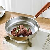 Edelstahl-Bratpfanne, 12 cm/16 cm, nicht beschichtet, flacher Boden, Schneeflockenmuster für gleichmäßige Hitze, Mini-Kochgeschirr für Eier, Ste(16 cm)