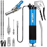 KRETLAW Fettpresse Set 10 TLG, Schwerlastes Schmierpressen 7000 PSI mit Pistolengriff, Schnellverschlusskupplung und Flexschlauch für 400g Kartuschen