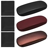 Fanshiontide 3 Stücke Brillenetui Hardcase mit Mikrofasertuch, Brillen Etui Hartschalen Brillenetui Brillenbox für Brillen und Lesebrille,Geeignet für Damen,Herren