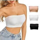 SHOCHX Damen Tube 3 Stück Top BH Bandeau Weiche Trägerlos BH Nahtlose Dehnbar Brust Wickeln (DE/NL/SE/PL, Alphanumerisch, M, Regular, Regular, Schwarz+Weiß+Beige)