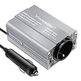 Yinleader Wechselrichter 200W DC 12V auf 230V AC KFZ-Spannungswandler 1 Euro-Steckdosen 2 USB mit Zigarettenanzünder-Grey