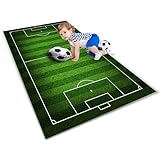 AXHMZYD Kinder Fußball Teppich Fußballfeld spielteppich Jungen & Mädchen Funs Home Decor Spielmatte für Kinderzimmer, Babyzimmer und Spielzimmer Grün(B,80×120cm)