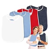 ZHAO GE 4 Stück Latz für Senioren, Lätzchen für Erwachsene, Schlabberlatz für Erwachsene, Unisex Kleiderschutz mit Klettverschluss für Ältere und Behinderte, Komfortabler Ess- und Pflege-Schutzlätz