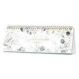 Tischkalender 2026 - Wochenkalender 2026 von Januar 2026 bis Dezember 2026, 1 Woche 2 Seiten, Kann flach stehen oder liegen, 29,5 x 10,5 cm, Grün