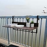 Höhenverstellbarer, klappbarer Balkontisch zur Wandmontage, mit Balustrade, platzsparendes Design (120 x 37 cm) für Terrasse, Garten und Veranda