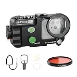 Seafrogs SF-PH-01 Pro Unterwassergehäuse mit rotem Filter, wasserdichtes Handygehäuse für iPhone 15/14/13/12 Samsung Galaxy, 68x68mm Objektivfenster, 175x85mm Innenraum