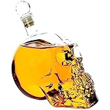 HuangguiyuanV Totenkopf-Dekanter, bleifreies Glas, Kristall, 3D-Totenkopf-Flasche, Whiskey-Dekantierer, für Zuhause, Party, Bar, 1000 ml