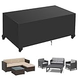 Aipwerer Abdeckung Gartenmöbel Wasserdicht, Abdeckplane für Gartenmöbel Winterfest, 420D Schutzhülle Abdeckhaube für Gartentisch Garten Möbel Tisch Rechteckig (Schwarz, 230x165x80cm 600D)