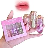 SUJEBKC 3 Stück Feuchtigkeitsspendender Lipgloss und Lip Stain, Bis zu 12 Stunden Pflege, Hydrating Gloss Stain, Juicy Lipgloss Bubblegum Bomb(A)