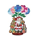 DoxQcs DIY Diamond Art Painting Holzkalender Ornament 2026–2027 Blumenmuster geformt drehbar Kunst Kreative Ornament Kunstwerk Mosaik Handwerk Büro Desktop Kunst Dekoration Weihnachtsmann