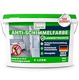 derendo Anti Schimmel Farbe weiß innen 5 Liter Wandfarbe weiß gegen Schimmel Badezimmer Feuchtraumfarbe Schimmel Stopp Langzeitschutz Schimmelentfernung