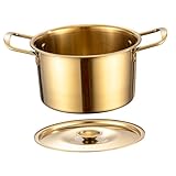 DECHOUS Koreanischer Instant-Nudeltopf tiefe Bratpfanne mit Deckel Milchtopf mit Deckel nicht Essstäbchen le antihaft pfanne edelstahltopf Kochtopf Topf zum Kochen Rostfreier Stahl Golden