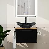 ZealWe Badmöbel Set 2-teilig Waschbecken mit Unterschrank 60 cm mit Handtuchhalter Rollenhalter, Waschtischunterschrank hängend mit Waschtish 53 cm für kleine Gäste WC Waschplatz, Sternenhimmelfarbe