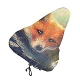 MOLLUDY Sattelbezug wasserdichte Fahrradsattelabdeckung Süßer Fuchs Fahrrad bequem Sitzkissen Pad Bezug extra Komfort 27 * 24 cm