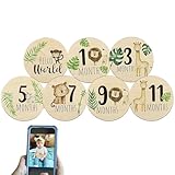 Monatliche Baby-Meilensteinkarten aus Holz, 7 Stück monatliche Baby-Meilensteinkarten-Scheiben, doppelseitige Neugeborenen-Fotografie-Requisiten-Kartenscheiben