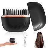 Mini-tragbar Glättbürste, Glättungsbürste Mit 2000mAh Akku, 3-Temperaturstufen, Wärmebürste Für Glattes Haar Zu Hause & Unterwegs (A)