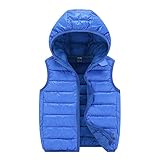 TDEOK Kind Kinder Kleinkind Baby Ärmellos Winter Solide Mäntel Kapuzenjacke Weste Oberbekleidung Outfits Kleidung Trainingsanzug Kinder Mädchen (Blue, 8-10 Years)