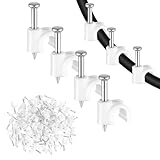 Andibro 100 Stück Kabelschellen Nagelschellen, Kabelklemmen mit Nagel kabelhalter wand Kabel Befestigungen Cable Clamp 6 mm Kabelmanagement für Kabel Netzwerkkabel Weiß(6mm)