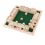 Shut The Box Brettspiel mit Würfeln 2-4 Spieler Klassisches Tischspiel aus Holz mit 1â€“10 geschnitzten Zahlen Reisespiele
