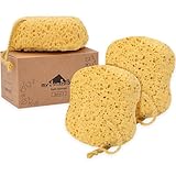 myHomeBody Premium Badeschwamm, Schaumstoff-Loofah-Schwamm, Körperschwamm für die Dusche -Großformat, viel Schaum, Curvy, 3er-Pack