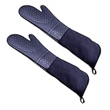 Wresetly 1 Paar professionelle Silikon-Ofenhandschuhe, Backhandschuhe, Ellenbogenlänge, Wärmehandschuhe