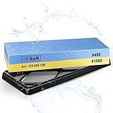 S&R Doppelseitiger Schleifstein 400/1000 - Korund - Premium Wetzstein & Messerschärfer Set, rutschfester Silikon-Halter, Schleifhilfe, präzises Schärfen & Schleifen aller Klingen