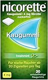 NICORETTE Kaugummi 4mg freshmint – Nikotinkaugummi zur Raucherentwöhnung – Minzgeschmack –4mg Nikotin – Rauchen aufhören – 30 St.