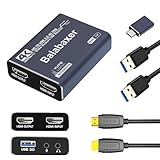 Balabaxer 4K Audio Video Capture Karte, USB3.0 mit HDMI Kabel Full HD 1080p Erfassungsgerät für Videobearbeitung, Spieleaufzeichnung, Online-Unterricht