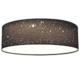 Navaris LED Deckenleuchte 22W - Rund ∅ 40cm - Design Stoff Dunkelgrau Sterneneffekt - Deckenlampe LED Licht Warmweiß