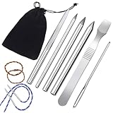 KQDRAVINE 6 Stück Paracord Nadel Set mit Kordelzugbeutel, Paracord Set mit Verschiedene Größen Nähnadeln und Glättungswerkzeug, SpleißWerkzeug Webnadel für DIY Basteln Und Vernähen