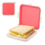 Grevosea 425 ml Sandwich-Box,Tragbare Sandwich-Aufbewahrungsbox,behälter für sandwich toast,Mehrweg, Stackables,BPA frei für Obst, Salat, Snacks,Vorbereitung, Mikrowelle, spülmaschinenfest-Rosa
