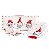 MÄSER 931974 Serie Aurela Weihnachtsteller 3er Set, 3 Weihnachtsgeschirr Teller als Plätzchenteller, Stollenplatte, Gebäckteller, Keksteller, Weihnachtsservice Geschirrset Weihnachten, Steingut