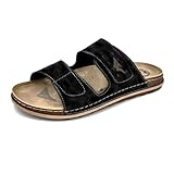JOMIX Türkische Clogs Leder Pantoletten Herren Mädchen Strandschuhe Fussbettpantoffel Slip On (Schwarz, 43 EU, TU2003)
