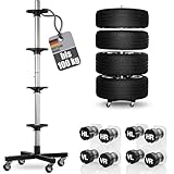 bonsport Felgenbaum für Autoreifen bis 225mm fahrbar - Reifenständer inkl. 8 Reifen Markierer - Reifenbaum mit Rollen belastbar bis 100 kg