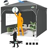 COBIZI Faltpavillon 3x3 Wasserdicht Stabil,EIN-Tasten-Zentralverriegelung,Partyzelt mit Entlüftung,Fluoreszierenden Streifen,3 Seitenteilen,4 Sandsack, Höhenverstellbar,Gartenzelt für Party,Grau