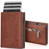 TENBST Geldbörse Herren Kartenetui mit RFID Schutz & Slim Wallet Geldbeutel mit Münzfach Platz für 8 Kartenetui Portmonee Geldbeutel Portemonnaie Kreditkartenetui Kunstleder in Geschenkbox Braun
