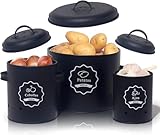 Kartoffelaufbewahrungsset, Vorratsglas, Kartoffeltopf, Kartoffeltopf, Knoblauchtopf aus Metall, groß