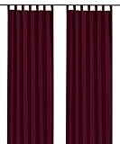 heimtexland ® Dekoschal mit Schlaufen und Kräuselband Uni Bordeaux rot HxB 175x140 Blickdicht Aber Lichtdurchlässig - Vorhang natürlich matt einfarbig - Schlaufenschal Bandschal ÖKOTEX Gardine Typ117