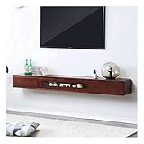 Schwebender TV-Schrank mit Schubladen und Glastür, moderne Wandmontage, Unterhaltungs-Medienkonsole, Zentrum für Wohnzimmer, Schlafzimmer, Media-Raum (Braun, 180 cm)