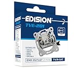 EDISION Antennendose Sat Universal TVE-201, Enddose Stich TV/R-SAT unterputz 2-loch, geeignet für DVB-S2, Unicable, DVB-T/T2, Kabel DVB-C, RADIO, FM, DAB+, DC-Pass, 2 Ausgänge