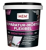 MEM Reparaturmörtel Flexibel, Zweikomponentiger Spezialmörtel für Risse, Ausbruchstellen & Betonreparaturen, Innen & Außen, Hochflexibel, Frostbeständig, Grau, 1 kg Eimer