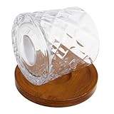 DECHOUS 1 Set Rotierendes Whiskey Mit Holzsockel Klassisches Tumbler Trinkglas Transparentes Whisky Für Bar Pub Und KTV 280ml Kreatives Design Für Whisky Liebhaber