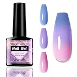 Temperatur Farbwechsel UV Gel Nagellack Rosa Lila Blau – 7.3ml Thermo Gel Nagellack, Sunlight Sensitive Nail polish UV LED Soak Off, Langhaltender Glanz, für Gelnägel Mehrfarbig Nail Art (Pastellblau)