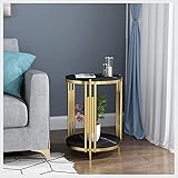 HJYXXSR Runder Beistelltisch aus Marmor, Akzente, goldfarbener Nachttisch für Wohnzimmer, moderne kleine Couch, Sofa, Esszimmer, Bett, Terrasse (Farbe: Schwarz, Größe 40 x 55 cm)