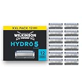 Wilkinson Sword Hydro 5 Herrenrasierer Klinge, XXL-Pack, Herrenrasierer Ersatzklingen-Pack, Haut-Hydratation, karbonbeschichtete Klingen, 12 Ersatzklingen