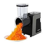 Gemüseschneider Elektrisch 1000W Professioneller Gemüseschneider 15x12x20cm Gemüsehobel Reibe für Obst und Gemüse Drehreibe Chopper Salat Maker mit 10 Extrascharfe Einsätze
