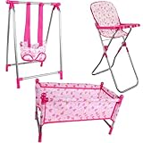 Puppenwagen-Spielset – 3 Stück Puppenset Für Mädchen | Puppen-Kinderzimmer-Rollenspielset | Babypuppen-Kinderwagen | Kinderwagen-Spielzeug-Spielset Für Mädchen | Puppenbuggy, Kinderwagen
