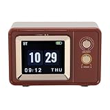 Retro-Bluetooth-Lautsprecher mit Textanzeige, Tragbarer Vintage-Lautsprecher, Wiederaufladbarer Lautsprecher, Uhr und Kalender, für Schreibtisch, Schlafzimmer, Büro, Party Im